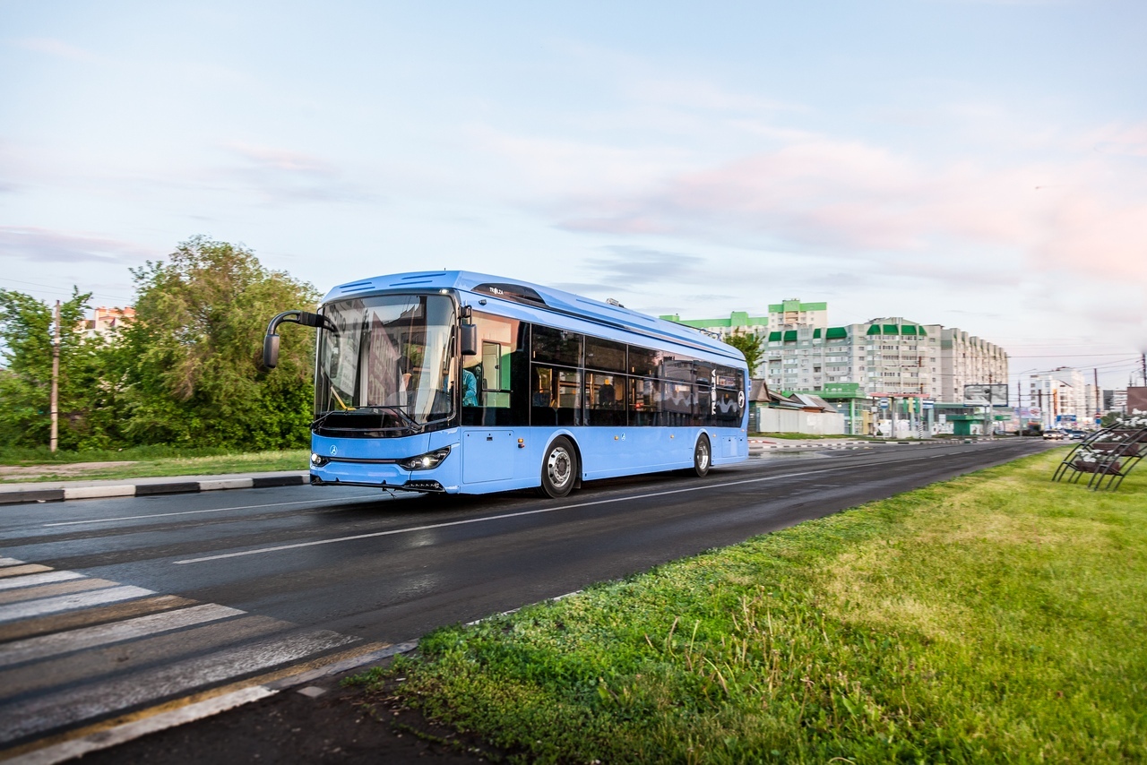Русский электробус «Тролза» модели 2019 года в Ростове на Дону.